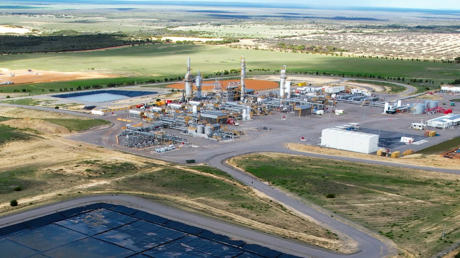 Aerial view of a gas processing plant in Western Australia